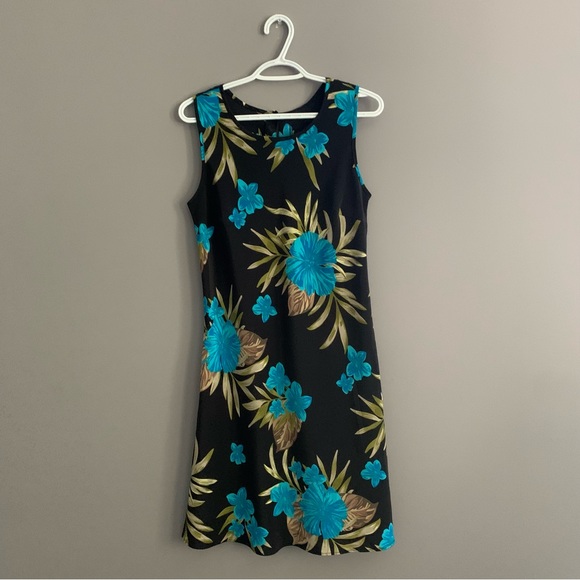 Jessica Size 8 Black and Blue Floral Dress - Picture 1 of 8